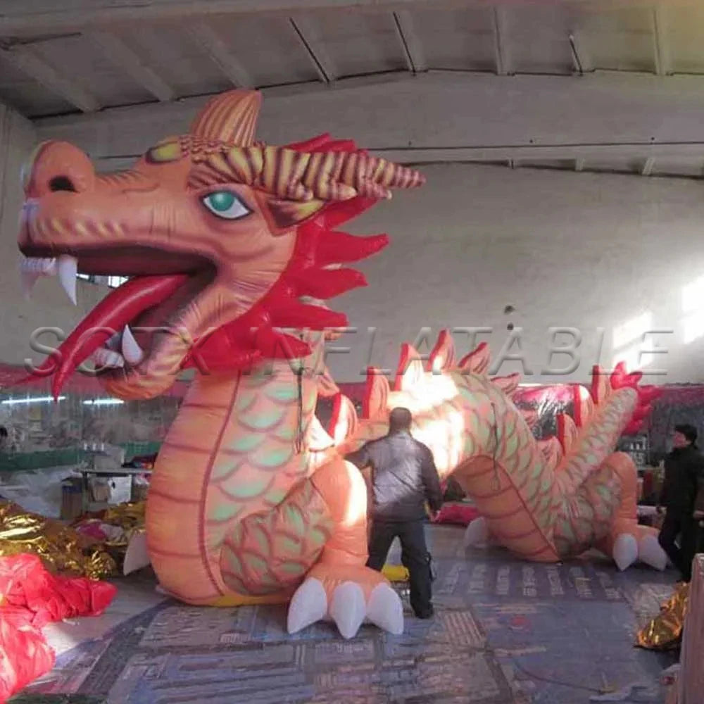 Model For Holiday Decoration 10m Green Giant Inflatable Wood Dragon Traditional Inflatable Chinese Dragon Cartoon Mascot