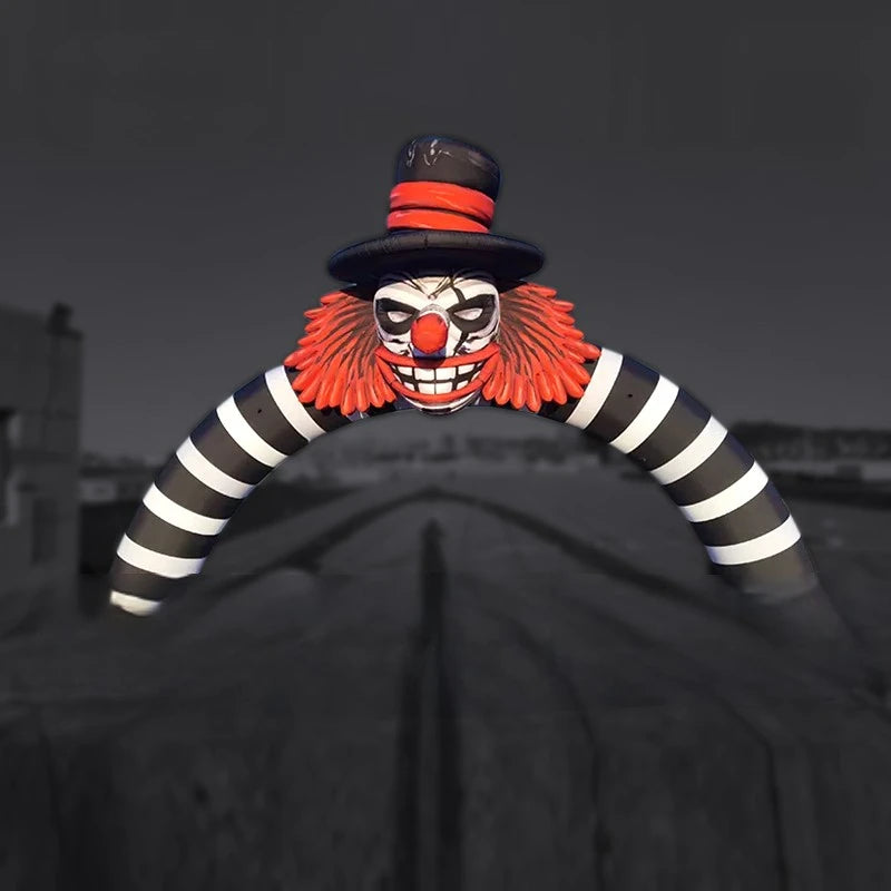 Inflatable Clown Arch Outdoor Halloween 6m Airblown Hallowmas Archway With Joker Head For Entrance Decoration