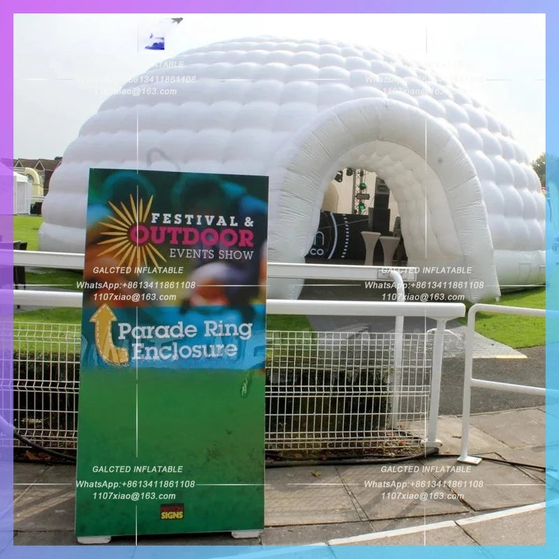 Inflatable Dome Tent With Led 10m 80persons Striking Oxford Outdoor Strips Disco Igloo Party Wedding House Air Marquee For Event
