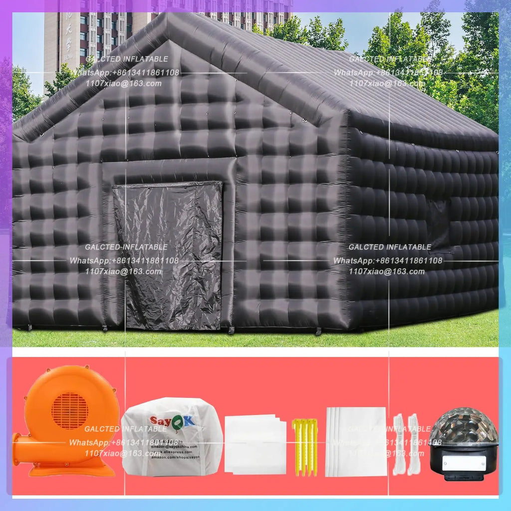 Inflatable Black Cube Tent House Inflatable Night Club Party Tent  Inflatable Nightclub Room Bar Tent for Night Club Event Party