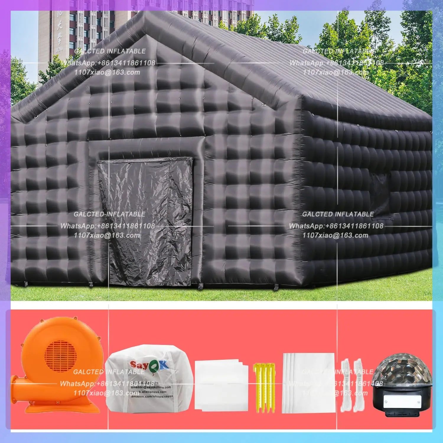 Inflatable Black Cube Tent House Inflatable Night Club Party Tent  Inflatable Nightclub Room Bar Tent for Night Club Event Party