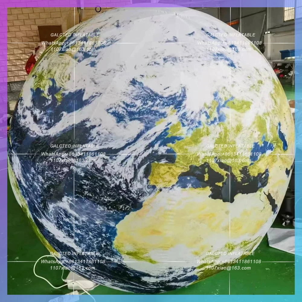 Inflatable Earth Globe Ball Space Theme Party Decoration Big With Led Lamp Hanging Giant Inflatable Planet Balloon