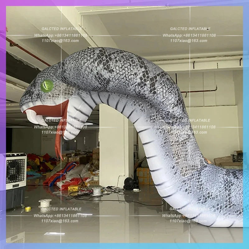 Cobra White Snake Transmission Giant inflatable simulated white snake model reptile pet  Zoo Halloween bar stage lighting props