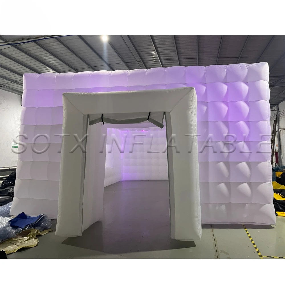 Portable House Large White Black Air Inflatable Cube Tent With Led Lights And Windows For Wedding Party Nightclub Giant Outdoor