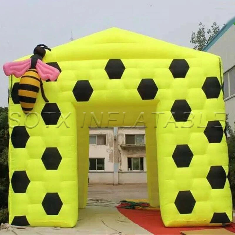 Wedding Decoration Giant Inflatable Bee Photo Booth Cartoon Bee Tent Inflatable Cube Tent with 2 Bees for Event Party