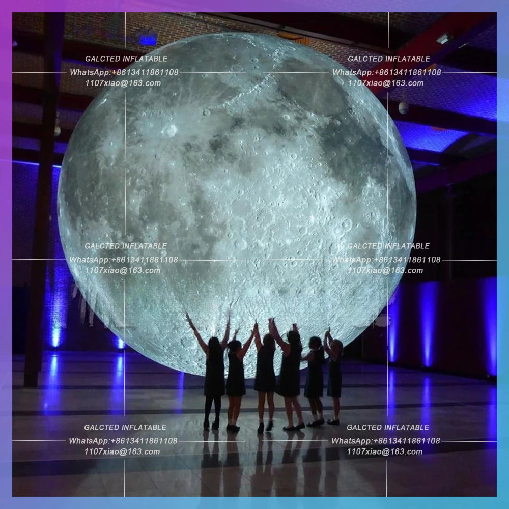 inflatable moon balloon,Grey giant park yard illumination hanging/grounding inflatable moon planet ball for festival decoration