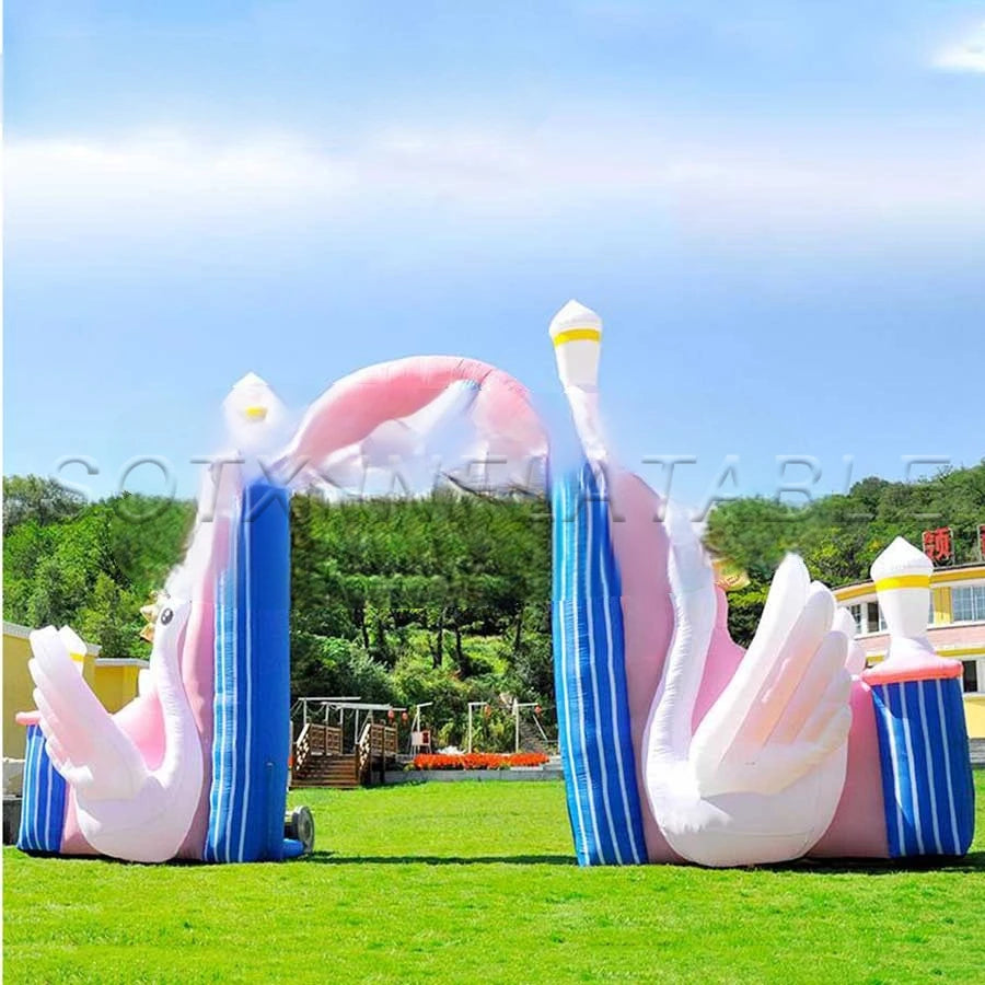 for sweet wedding Hot sale White and purple inflatable white Swan Dream Wedding party Arch in 8 m W