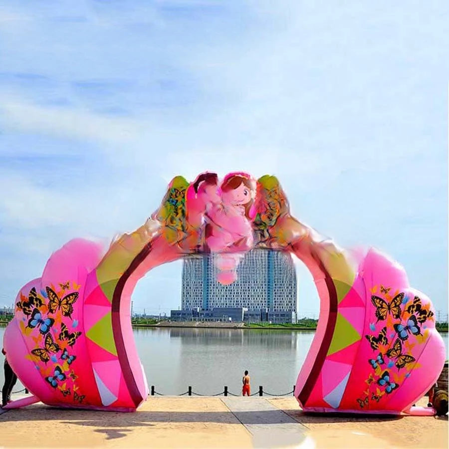 Groom For Wedding Custom Heart Shape Inflatable Wedding Arch With Butterflies/Bride And
