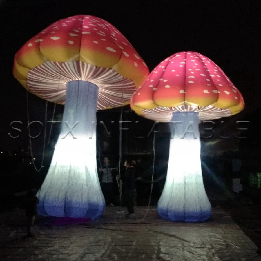 DJ decoration Wonderful Plant Decoration Model Inflatable Mushroom 6m H Mushroom with Led Lights for