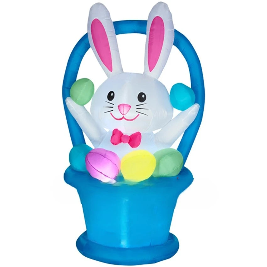 Easter Events outdoor funny inflatable little bunny in the backet with eggs for