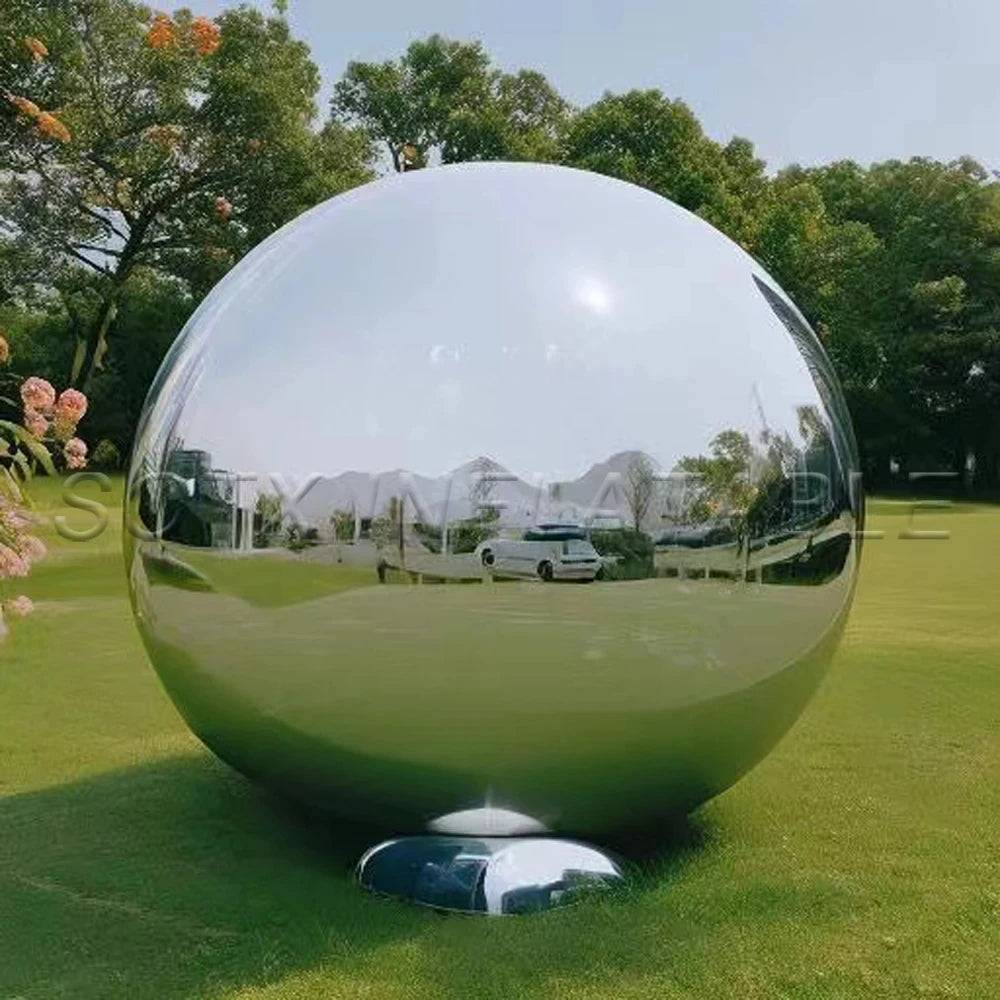Party Nightclub Decoratio Inflatable Mirror Ball Silvery Iridescent Mirror Sphere Balloon Reflective Metallic Sphere For Wedding