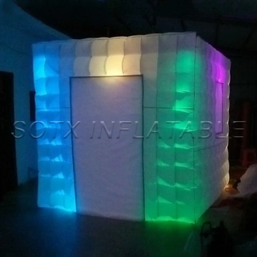 Window for Camera Customized Indoor Outdoor Led RGB Funny Station Inflatable Photo Booth with Curtain Door for Entry and 1