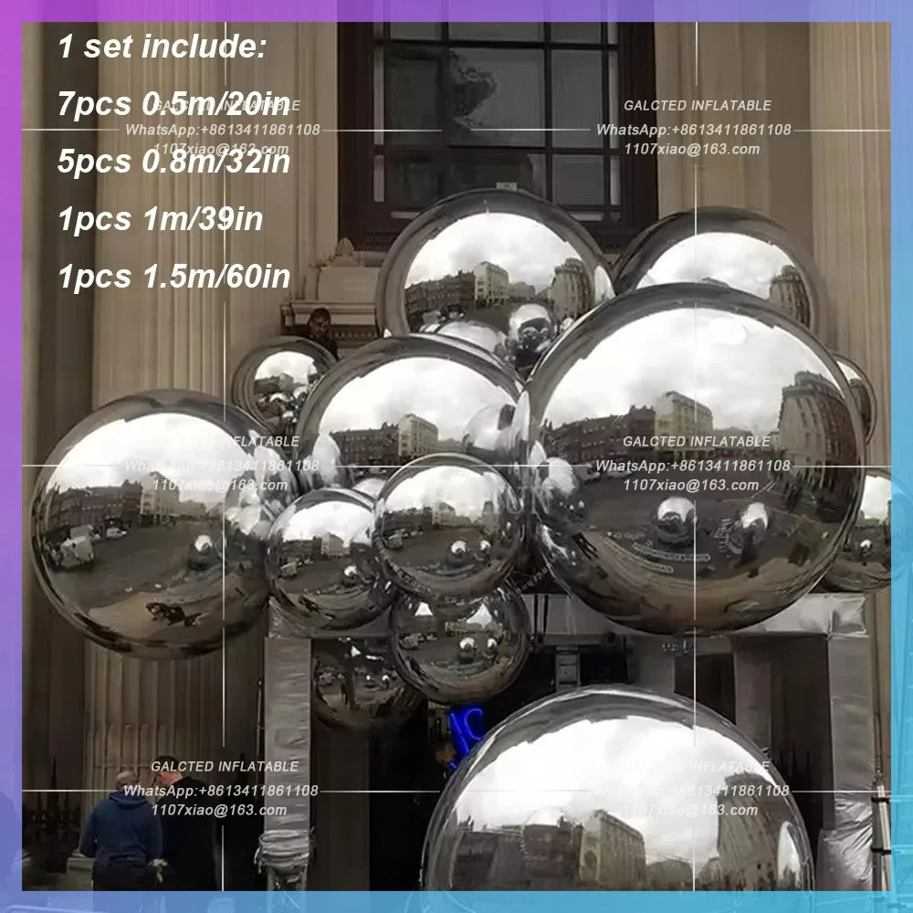 Hanging Disco Mirror Sphere Gold1 Set Silver Inflatable Mirror Ball Giant  Iridescent Reuseable Metallic Balloons For Decoration