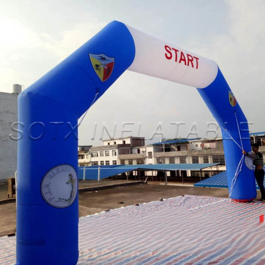 for Advertising Blue and White Inflatable Finish Line Arch with Logo