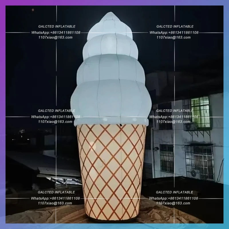 dessert cute cartoon air model Giant sweet inflatable ice cream pink  for drinks cake ice cream decoration prop