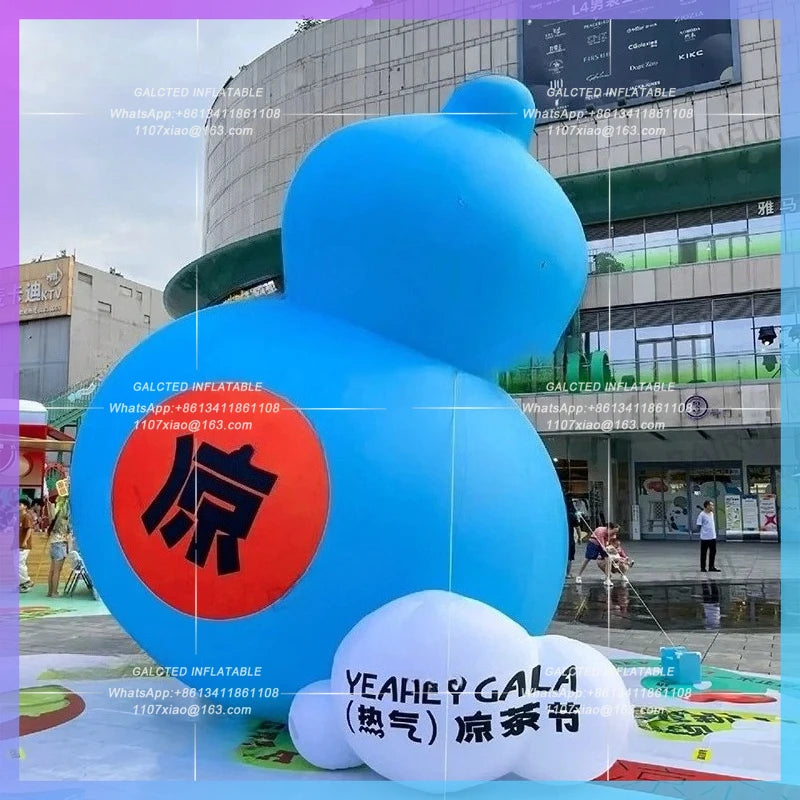 inflatable calabash blue  Outdoor decoration 4 meter huge cartoon drinking bottle herbal tea culture advertising