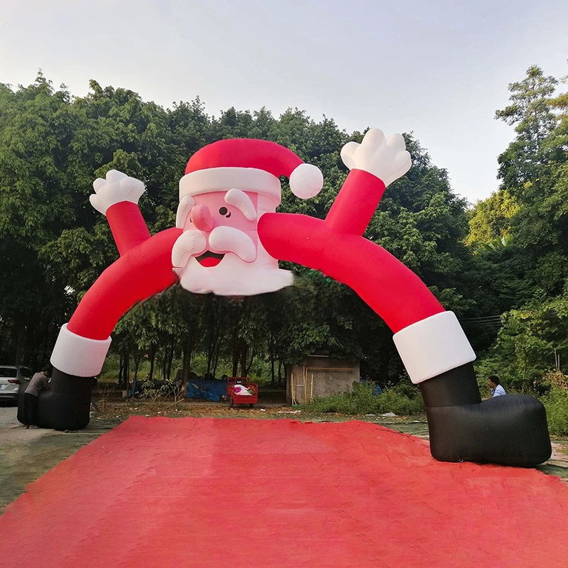 Christmas Outdoor Inflatable Decorations Large 8-12 Meters Wide Inflatable Santa Claus Arch Christmas Cartoon