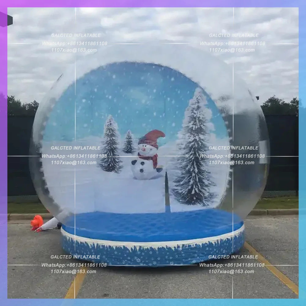 Photo Booth Tent Life Size 3m Giant Inflatable Snow Globe Outdoor Blow Up Inflatable Snow Ball Balloon For Christmas Decoration