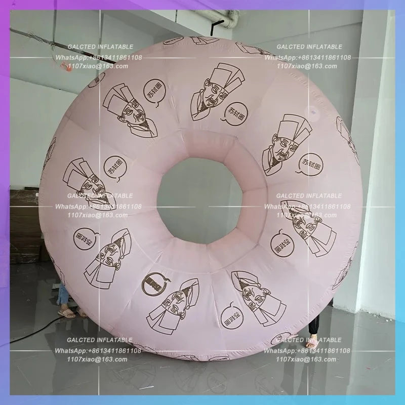 custom pattern doodle sign to interactive Inflatable ring model can change color photo wall lighting enterprise activity layout