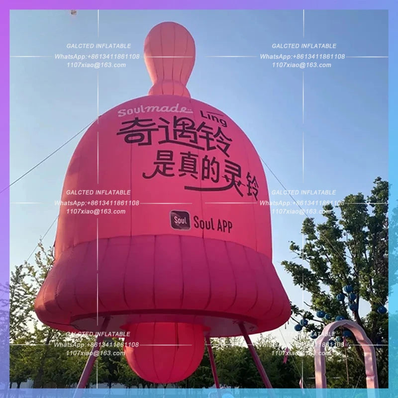 Festival Church Square Mall Romantic Inflatable Pink Bell Model Confession Party atmosphere bar stage lighting props