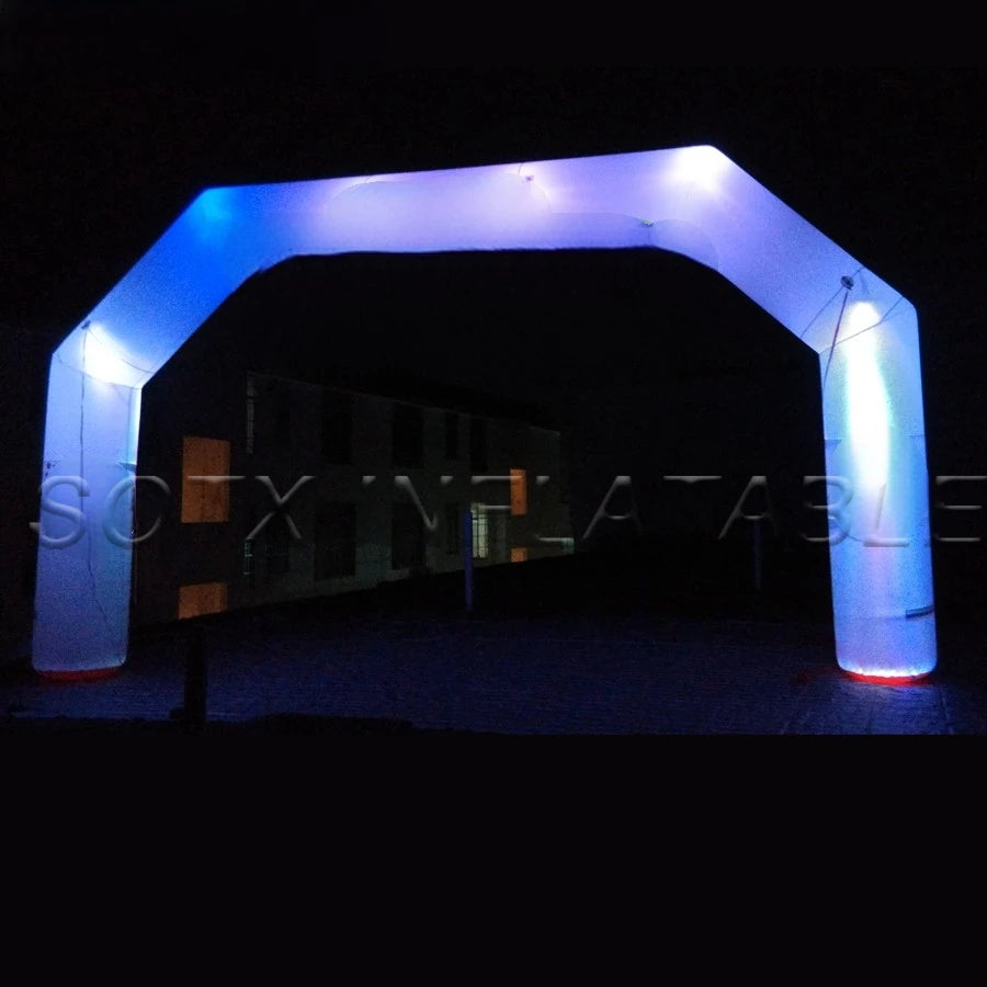 night run on USA 8x4m Printed tubular angled arches,glowing inflatable start finish line archway for