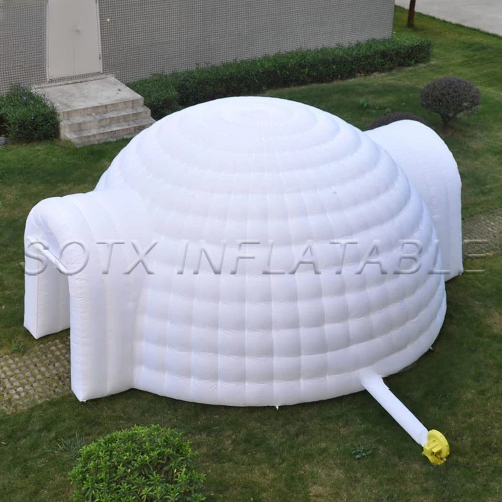 Party House Marquee Free Shipping! 6m Dia Factory Price White Inflatable Igloo Dome Tent With LED Lights 2 Doors Outdoor Camping