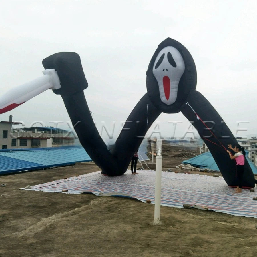 Event Deco Made By 4mWx3mH Black Horror Inflatable Halloween Decor Outdoor Cartoon Giant Monster For Holiday
