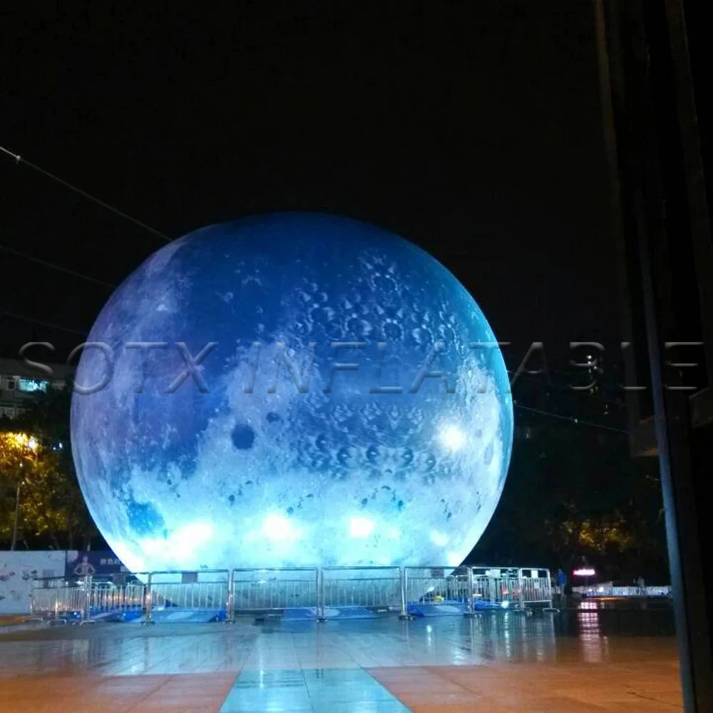 Event Decoration 10m Blow Up Giant Inflatable Moon With LED Lights Outdoor Inflatable Planet Moon Balloon For Party