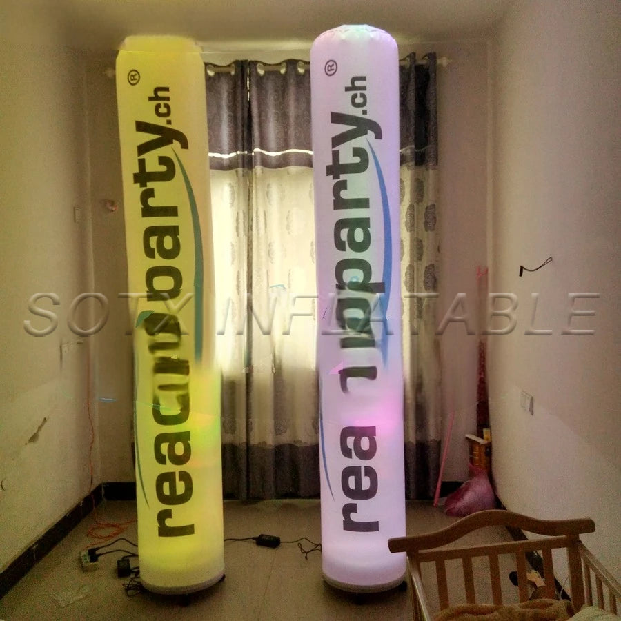 Night for Switzerland Free shipping Coloruful RGB Lighting Inflatable Column with Logo for Advertising Event in