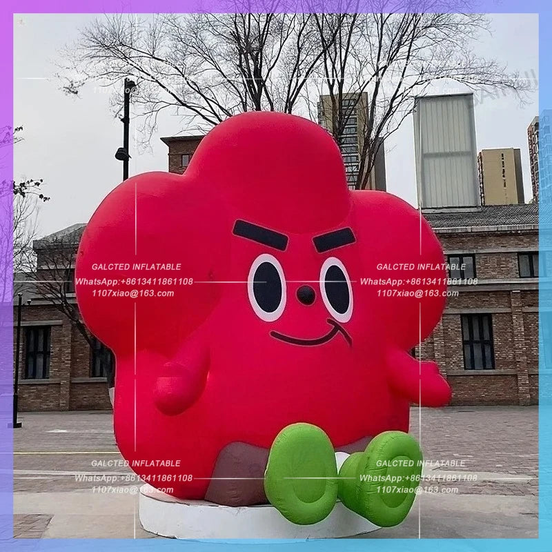cute air blow red flower Red inflatable flower cartoon doll square decoration
