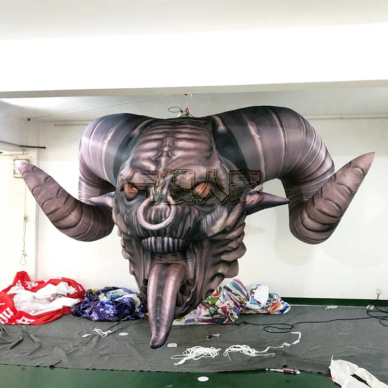 Inflatable Bull Head Robot - Perfect for Halloween, Bar Decorations, Nightclub Ambience, and Event Props