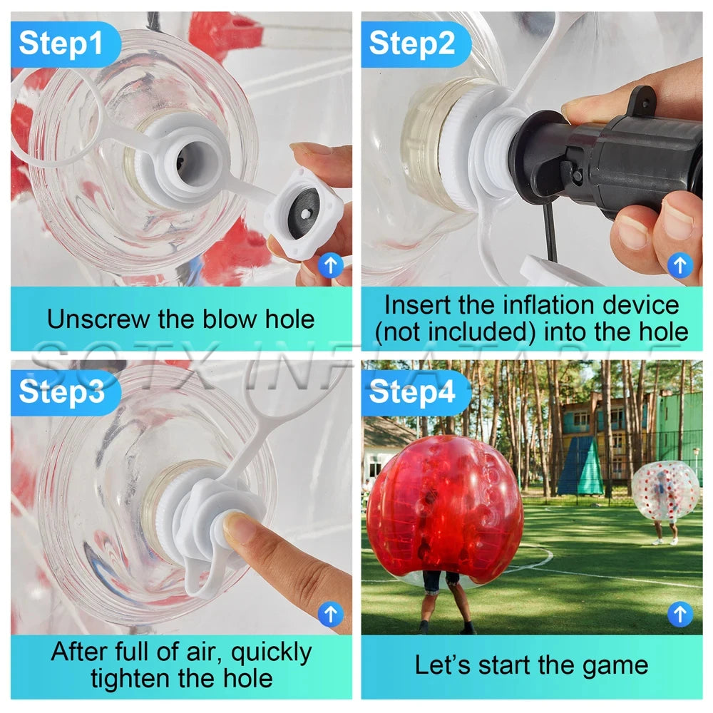 Ball Suit For Outdoor Hot Selling Adult Tpu PVC Inflatable Bumper Bubble Ball With Red Green Blue Dots Football Soccer Body Zorb