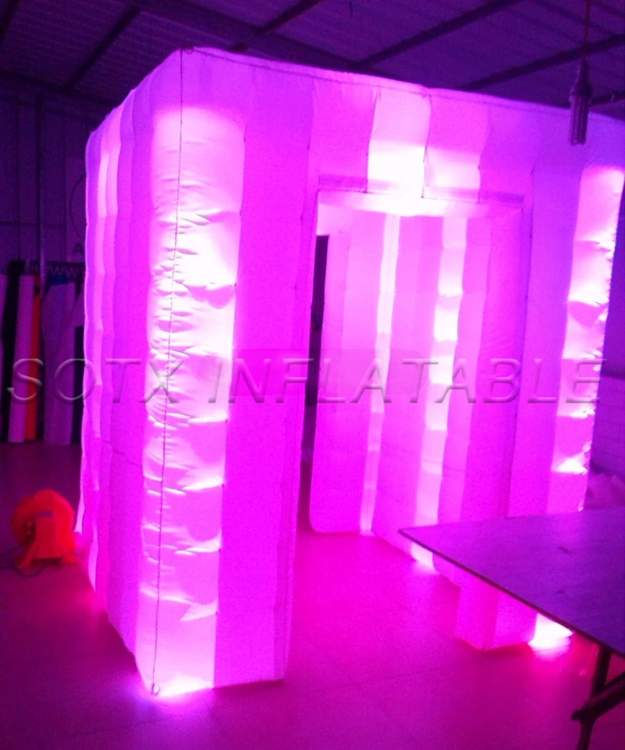 for Party Event Inflatable Bright Led Cube Inflatable Booth Tent With 2 sticker Doors Cover