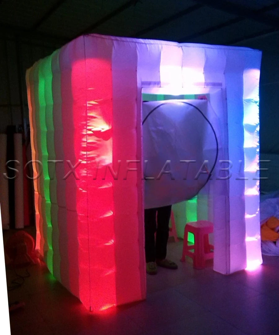 for Party Event Inflatable Bright Led Cube Inflatable Booth Tent With 2 sticker Doors Cover