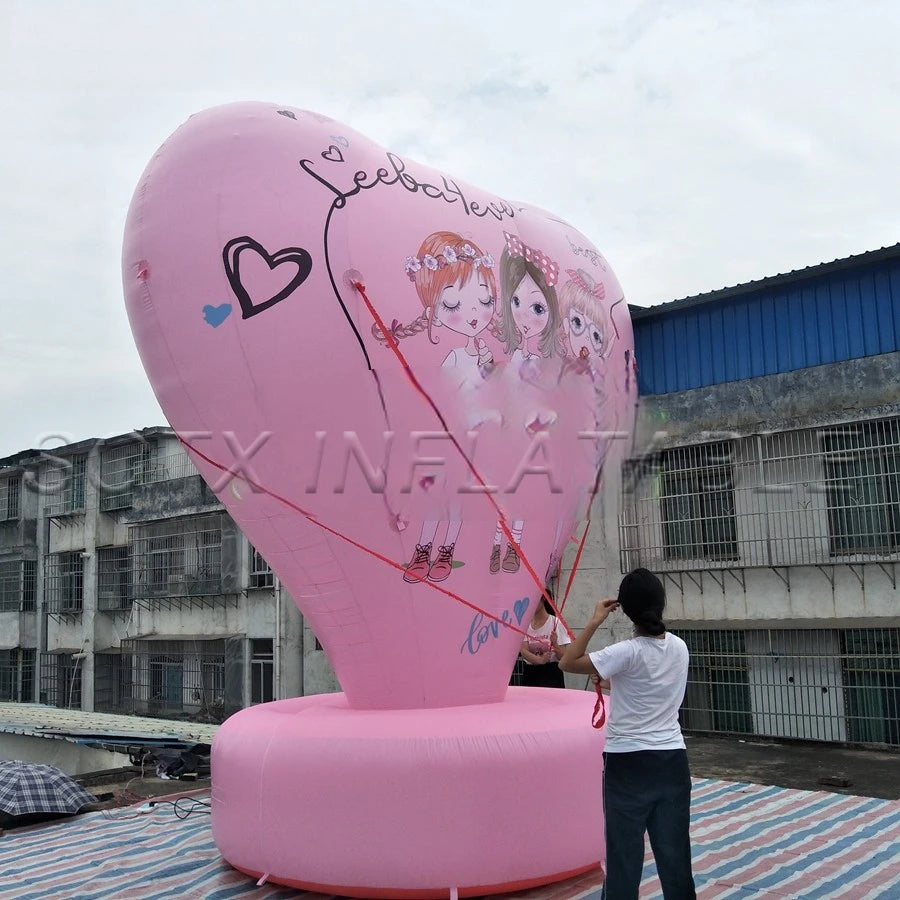 Party Decoration Inflatable Heart Shaped Model with Base for Valentine's Day Advertising