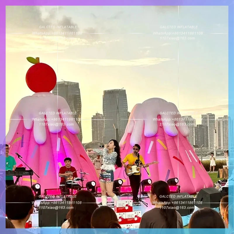 ice cream cake cute pink volcano Inflatable cartoon air mold lychee fruit custom outdoor mall