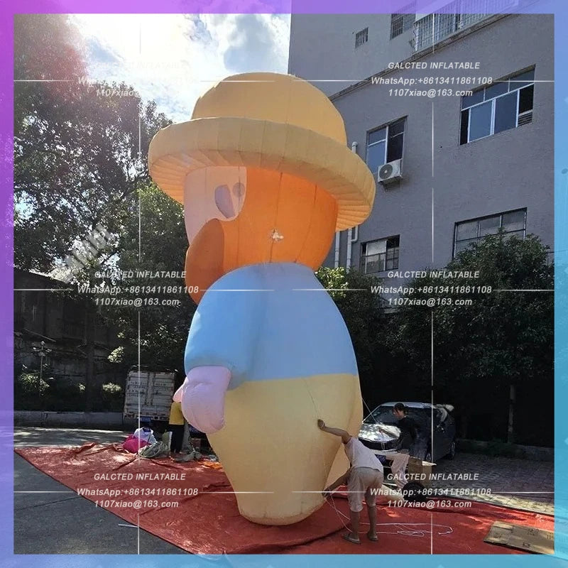 Grandpa model overalls IP Inflatable cartoon yellow sun hat painter creative art park drainage props