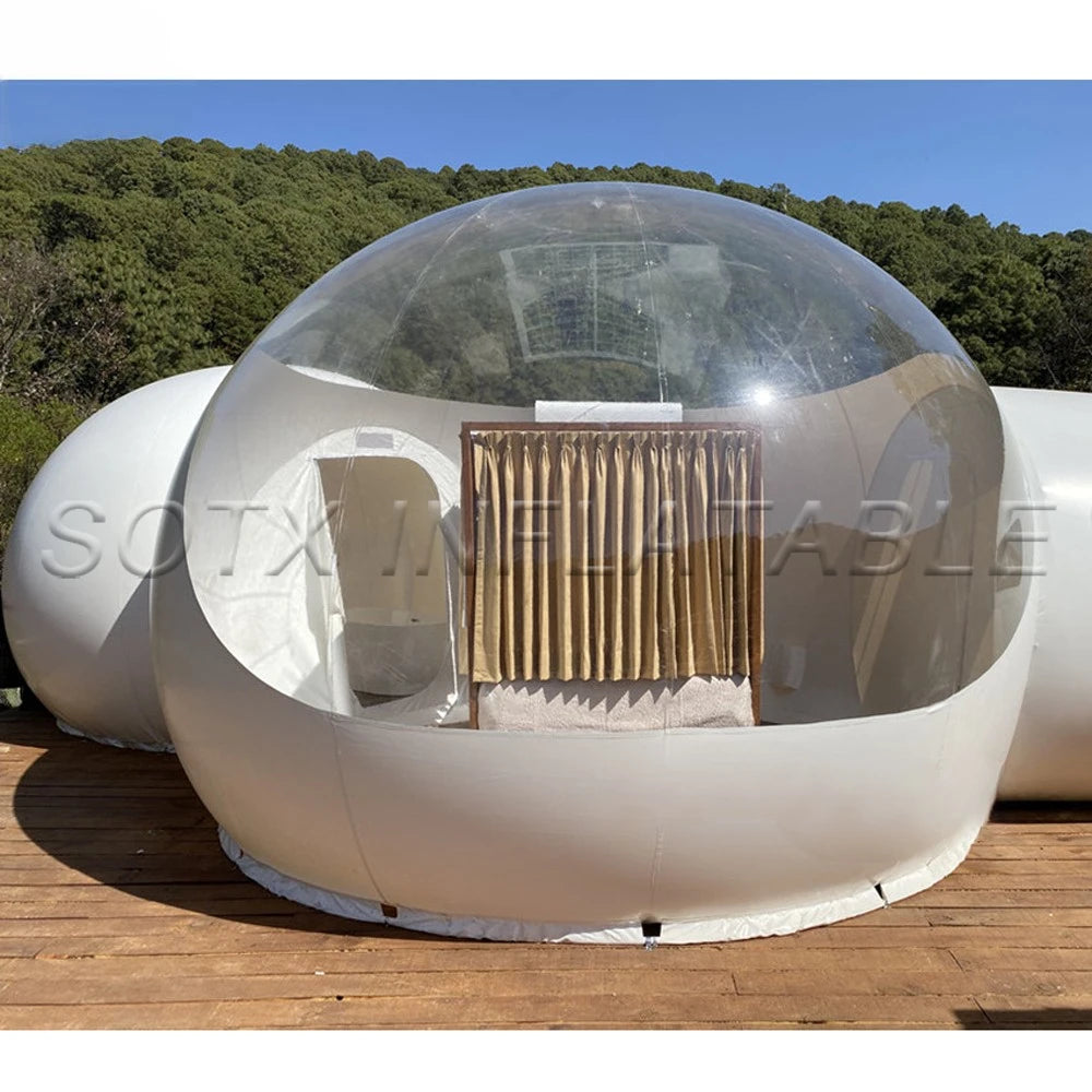 Transparent Hotel Glamping Big Clear Top Outdoor Inflatable Bubble Tent House Campaign Dome With Bedroom And Toilet For Camping