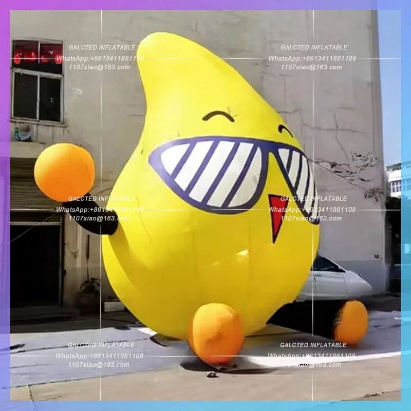 inflatable mango cartoon sitting yellow fruit doll Factory customize design sunglasses food fruit shop promotion advertising