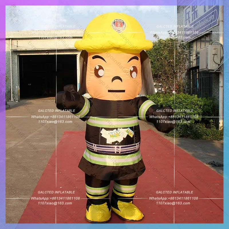 Inflatable Fireman Costume Fireman 2.2m High  Walking Costume For Events Inflatable Costume-Inflatable Toy
