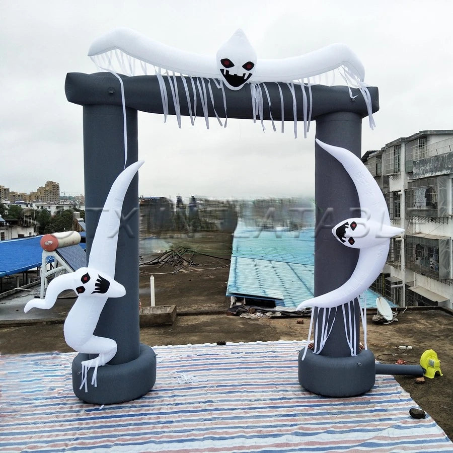 Holiday Decoration 2023 White Horror Ghost Winding Halloween Inflatable Square Arch For