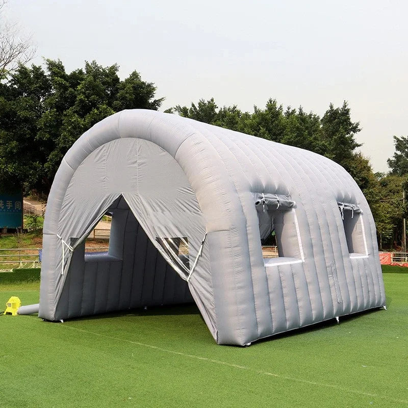 Inflatable Tunnel 6X4.6X4.1M Grey Tent With Windows &Curtains Arched Shelter Archway Entrance For Exhibition Advertising Events