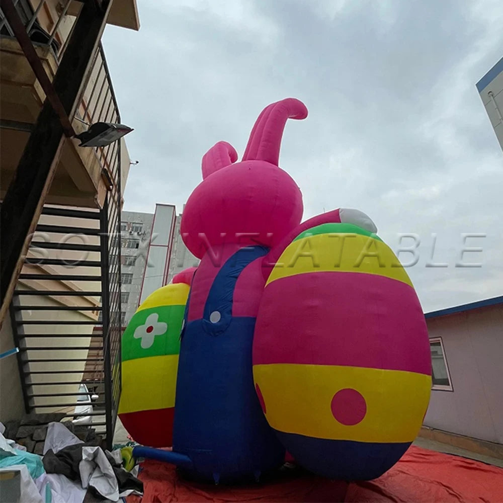 Easter decoration inflatable Easter Bunny with two eggs inflatable rabbit Easter eggs for advertising