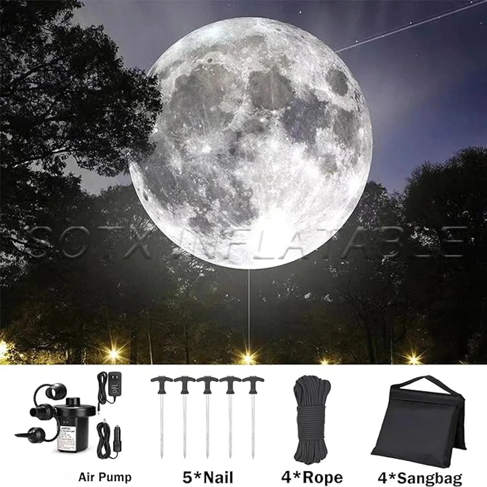 For Festival Decoration Blow Up Giant Inflatable Moon With Built in LED Lights Airtight PVC Planet Balloon Earth Balloon