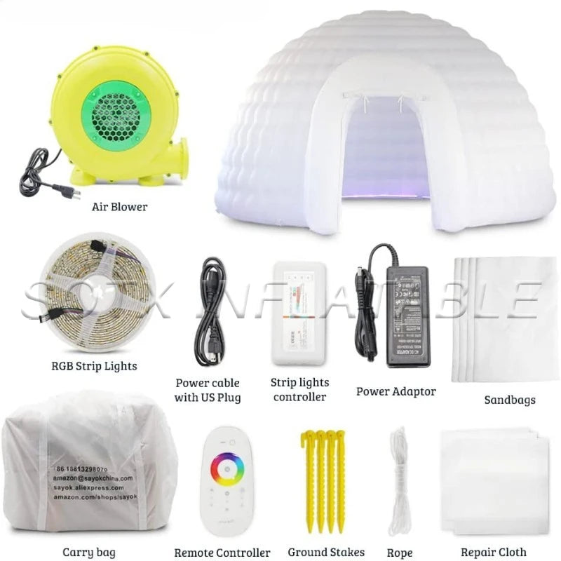 Wedding Show Exhibition 16.4ft Inflatable Igloo Dome Tent Dia.5M Commercial Inflatable Event Dome Tent for Club Party