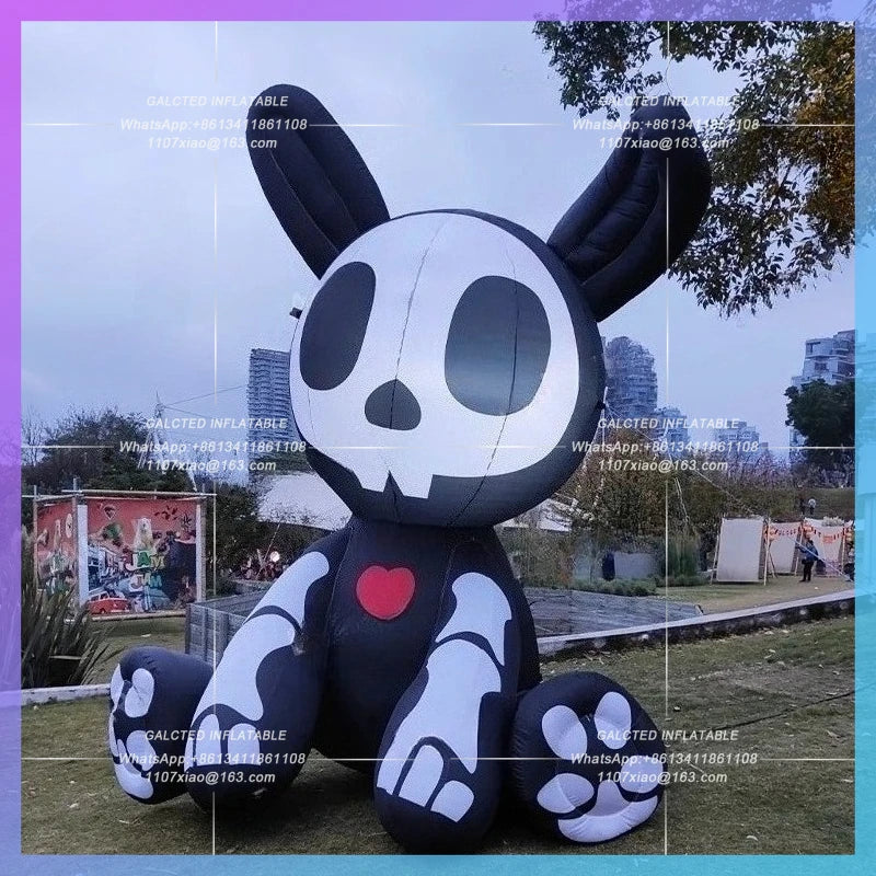 rabbits halloween animal decoration Giant scary inflatable rabbit cartoon black prop terror city rabbit air model