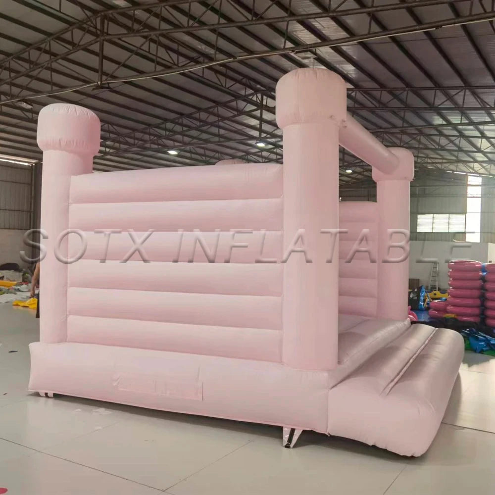 For Birthday Party Light Pink Bounce House Commercial PVC Inflatable White Wedding Bouncy Castle /Jumper/Bouncer With Air Blower