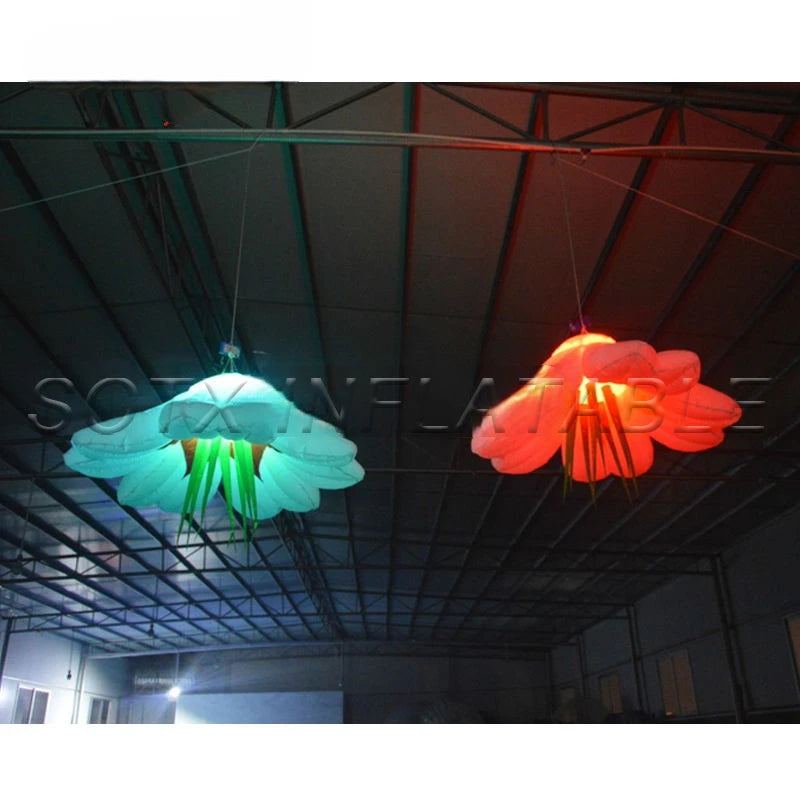 stage with free shipping Wholesale inflatable hanging led flower diamater 1m(3.3ft) changeable led light for wedding