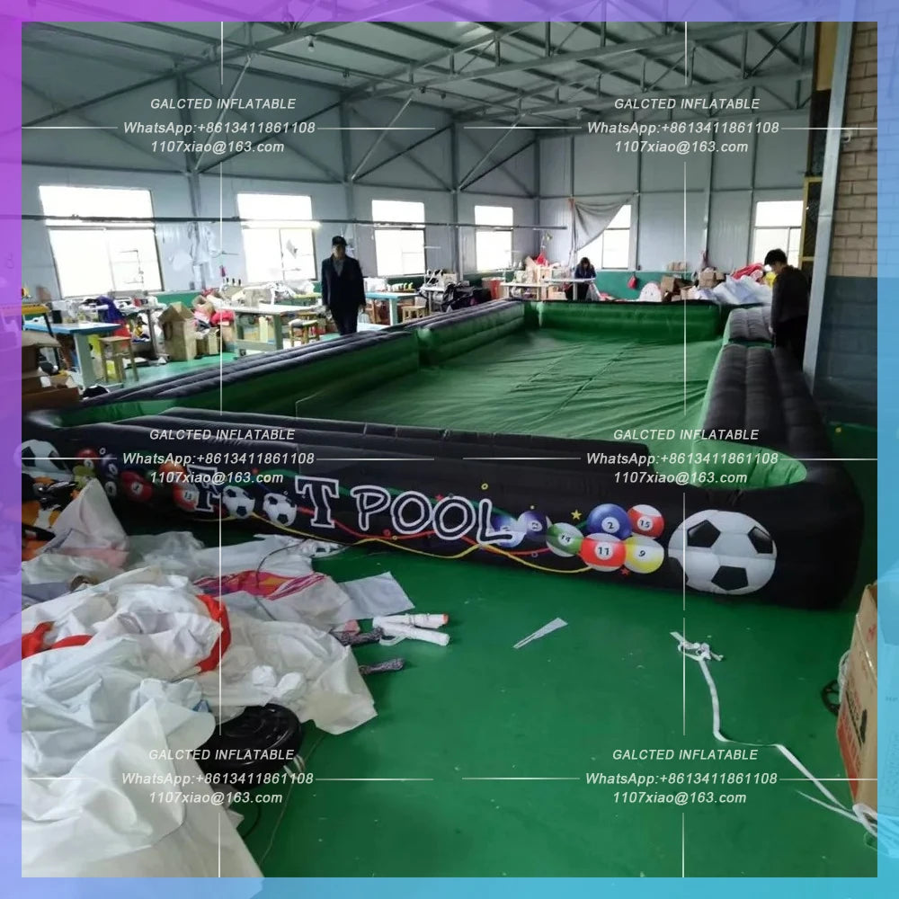 Inflatable Snooker Football Pool Table Interactive Game Large Footpool  With 16 Balls Black Inflatable Billard For Soccer Event