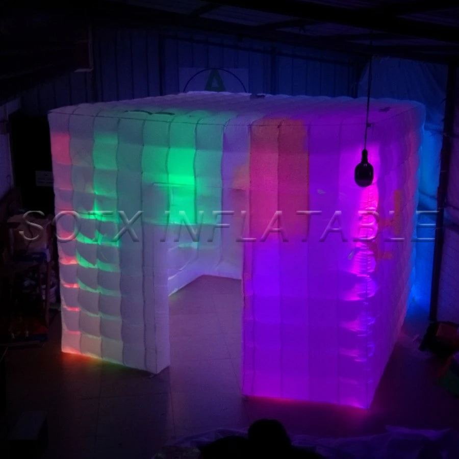 Photo Booth cabinet Wonderful 3.6 m L x3.6 m W x 2.4 m H Cube led inflatable Tent,1 door Lighting Studio/Bigger Inflatable